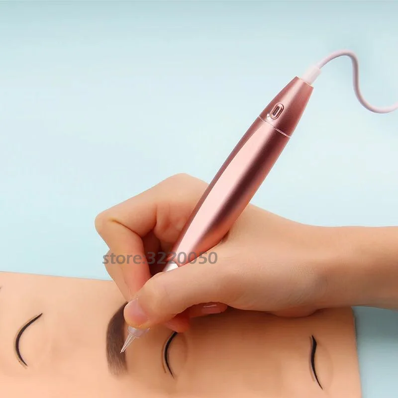 Высокое качество розовое золото электрическая Татуировка микроблейдинг ручка полуперманентный макияж бровей губ подводка для глаз тату машина ручка