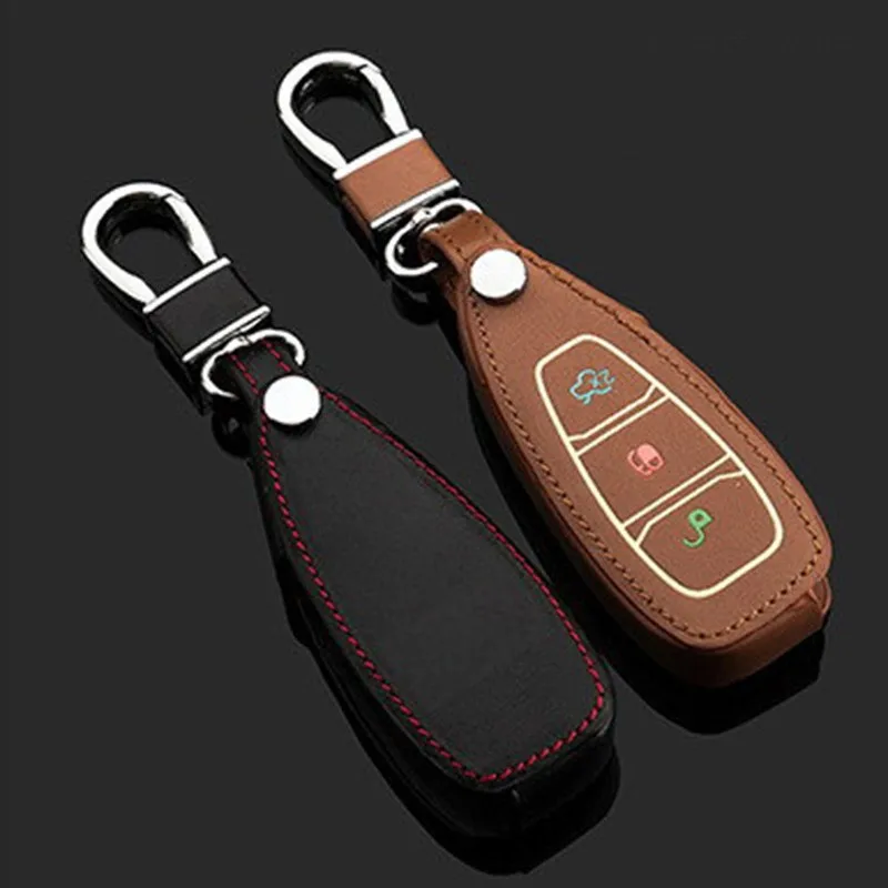 3-Buttons-Luminous-Leather-Keychain-Case-For-Ford-Focus-Escape-Ecosport-Fiesta-Mondeo-Smart-Car-Key