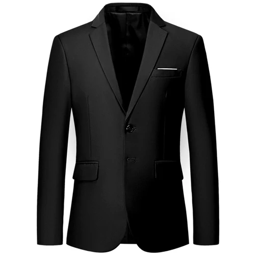 New listing luxury men's blazer large size 6XL Slim solid color jacket, fashion business banquet wedding dress jacket S-6XL - Цвет: black