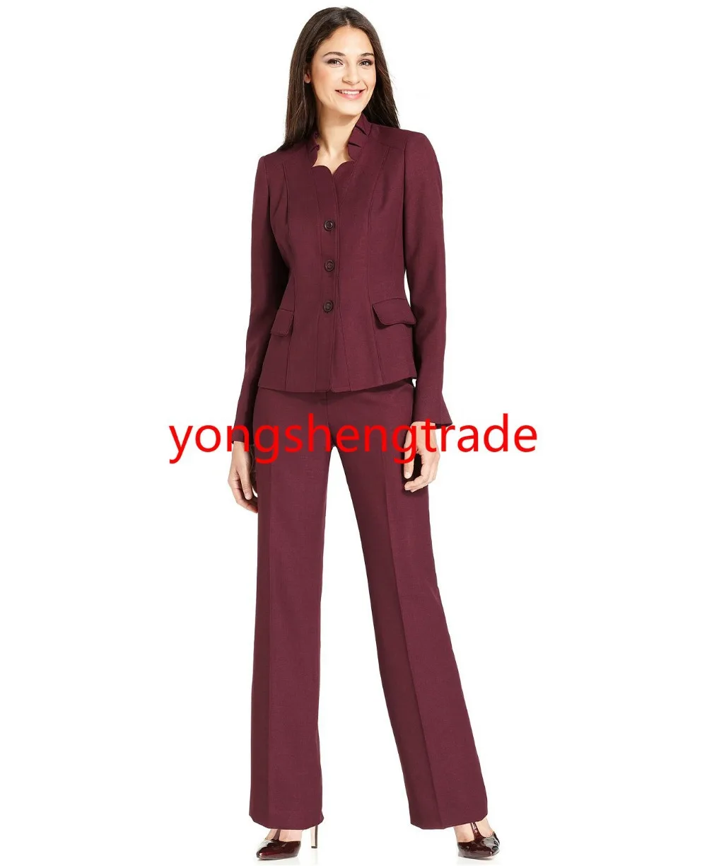ruffle pants suit