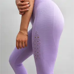 2018 брюки женские Беговые леггинсы с отверстиями спортивные Леггинсы с высокой талией спортивные женские фитнес-Леггинсы энергетические