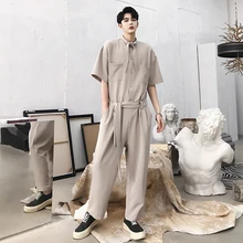 Летний комбинезон с галстуком популярная мужская одежда с логотипом harajuku art Свободный комбинезон с 9 точками