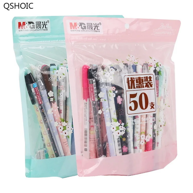 

M&G 50pcs/bag Stationery Gel Ink Pen Gel Ink Set 0.35mm / 0.38mm Fountain Pen Black & Blue Gift Set 50pcs HAGP0704