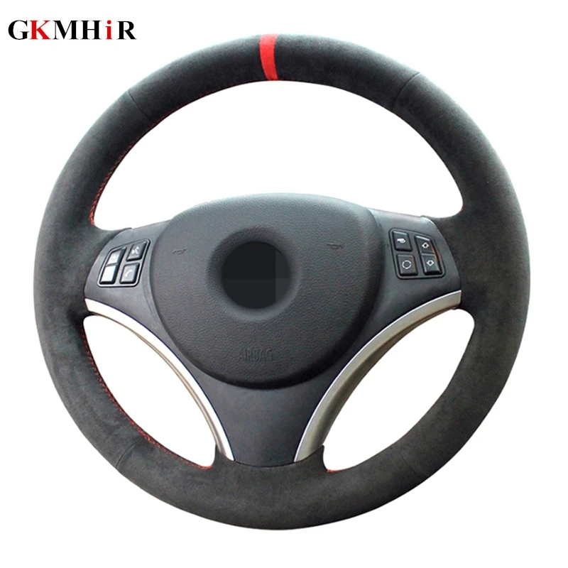 GKMHiR Black Steering Wheel Cover DIY Hand-Stitched Suede Steering Wheel Cover for BMW E90 325i 330i 335i  Interior accessories