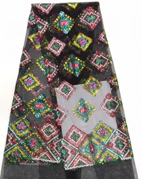 

Nigerian french net Lace yaking-8.5110 Embroidered Cord Lace Fabric with full beads for bridal dress