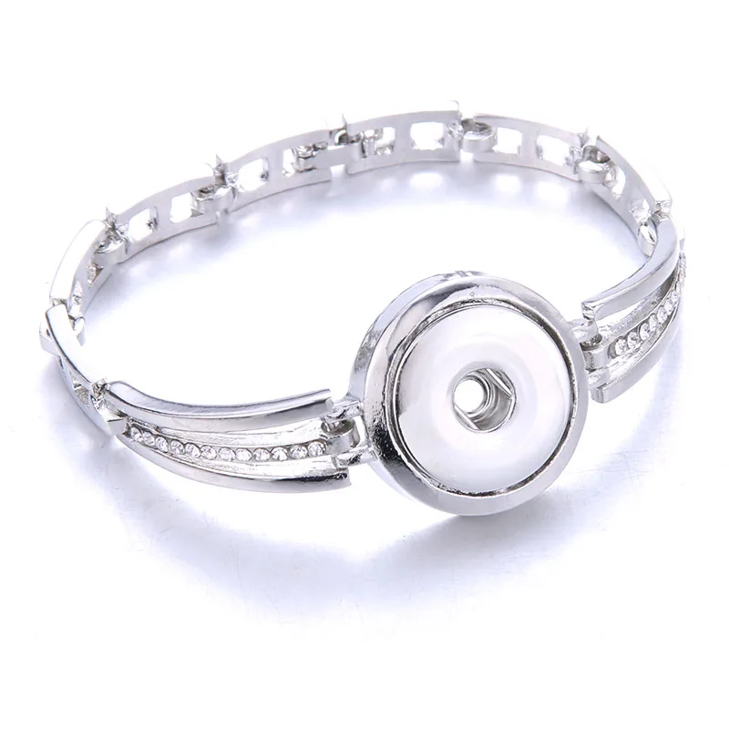 Новая мода, регулируемые серебряные браслеты-цепочки, металлический браслет с защелкой, подходят для 18 мм, 12 мм, кнопки "сделай сам", ювелирные изделия для женщин