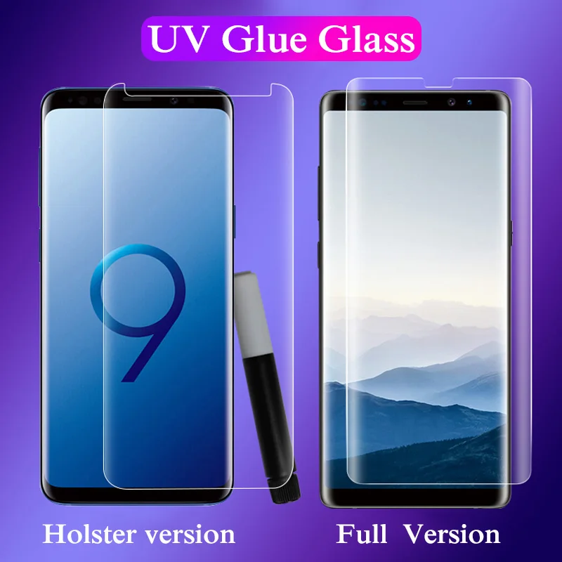 9D УФ жидкость для экрана изогнутая для samsung Galaxy S10 Lite S8 S9 Plus Note 8 9 Полный Клей закаленное стекло Защита экрана полное покрытие