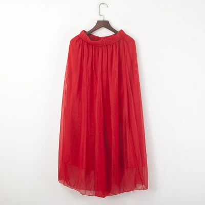 Латинские танцевальные широкие брюки женские бальные штаны для танго ча Сальса Румба современная танцевальная одежда костюмы развевающийся шифоновый внешний слой - Цвет: Red
