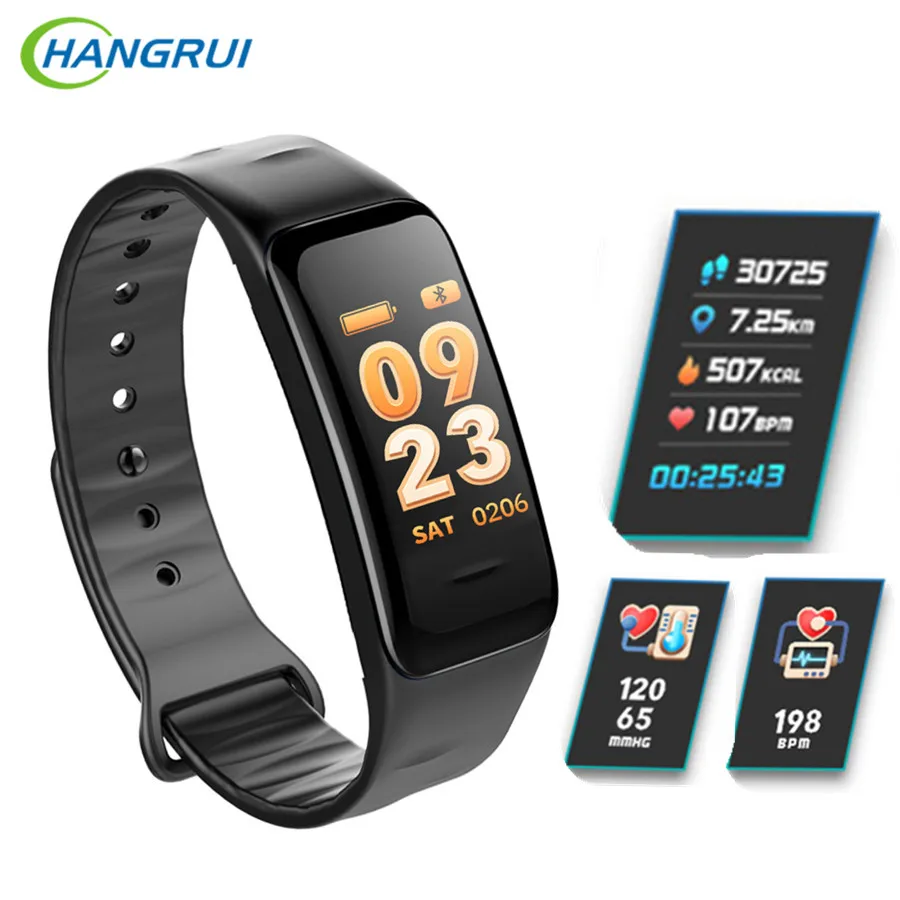 

HANGRUI C1S Color Screen Smart Bracelet Blood Pressure measurement Heart Rate Sport Pedometer Fitness Tracker Smartband Watches