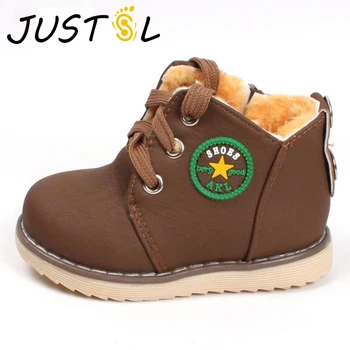 

JUSTSL The new children's winter thick warm cotton-padded shoes boys girls safty quality non-slip boots 21-30 No.A273
