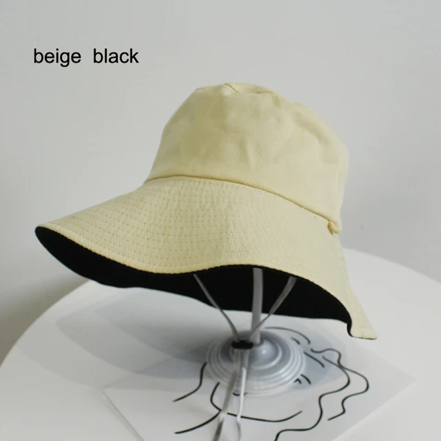 2021 new summer beach sun hats for women reversible big visor sun protection bucket hat with windproof rope fishing hip hop caps