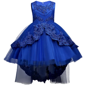 

3-15yrs Girls Dress 2018 Summer Blue Dresses Girl Lace Sleeveness Tutu Princess Costume Girls Costume Party Dresses Kids Clothes