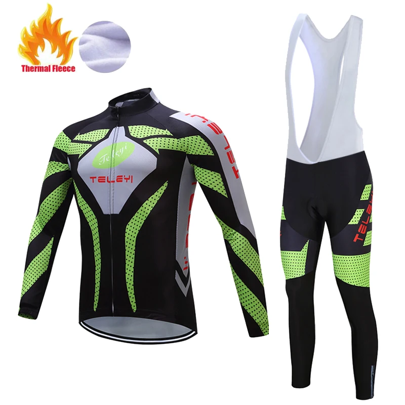 

Men Winter Cycling Clothing Thermal Fleece Long Sleeve Cycling Jersey Conjunto Ciclismo Skinsuit MTB Maillot Bicicleta