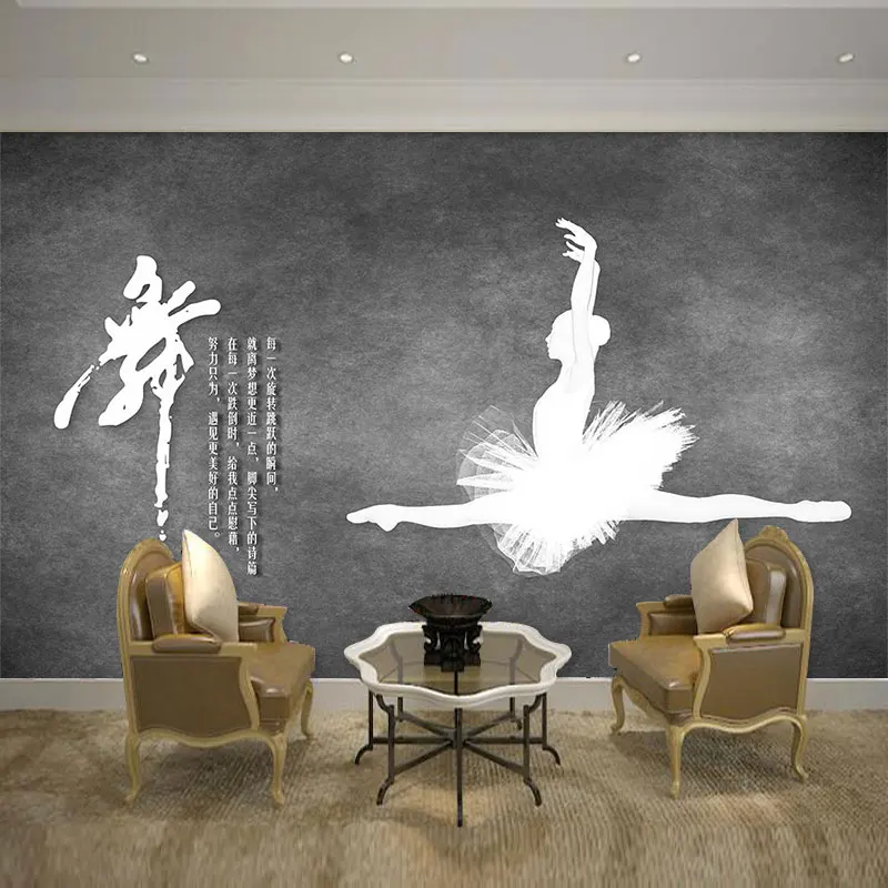 

beibehang Custom wallpaper 3d mural European ballet industrial wind cement wall dance room gym personality background wall paper