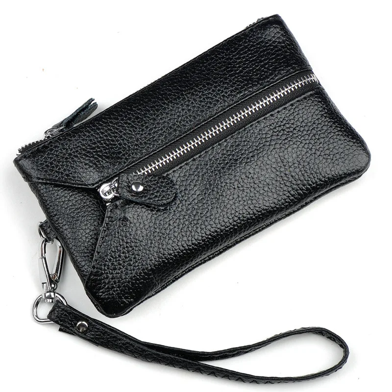 

Key Wallets Ladies Housekeeper Genuine Leather Key Buckle Custodian Multi Key Storage Wrist Bag House Owner Clutch Bag