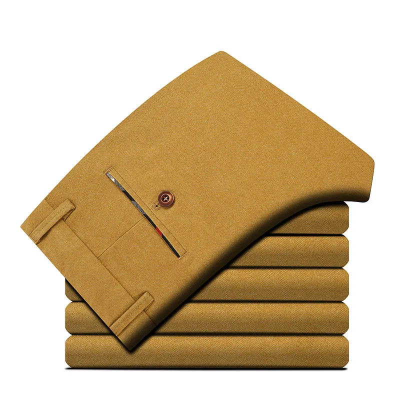 

2018 Spring Classic New Men's Elastic Casual Pants Mens Business Dress Slim Jogger Stretch Long Trouser Male Khaki High Quality