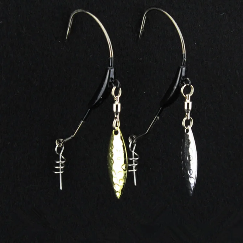 

10PCS*Fishing Soft Worm Bait Hooks Crank Hook with Lead Metal Spoon Pallet Sequins Weight Lead Lures