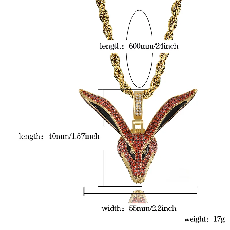TOPGRILLZ хип хоп золото Наруто Kurama лиса кулон ожерелье микро проложить Циркон Льдом Из животных Ювелирные изделия для мужчин и женщин подарок