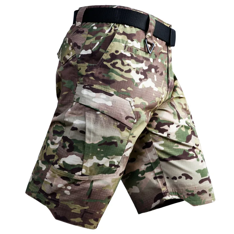 Мужские шорты-карго в стиле милитари, крутые камуфляжные летние хлопковые повседневные мужские шорты, удобная брендовая одежда, камуфляжные мужские шорты-Карго - Цвет: CP camouflage