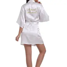 RB85, кимоно с золотым блестящим принтом и надписью «Maid of Honor», халаты из искусственного шелка, женская свадебная одежда, вечерние платья для невесты