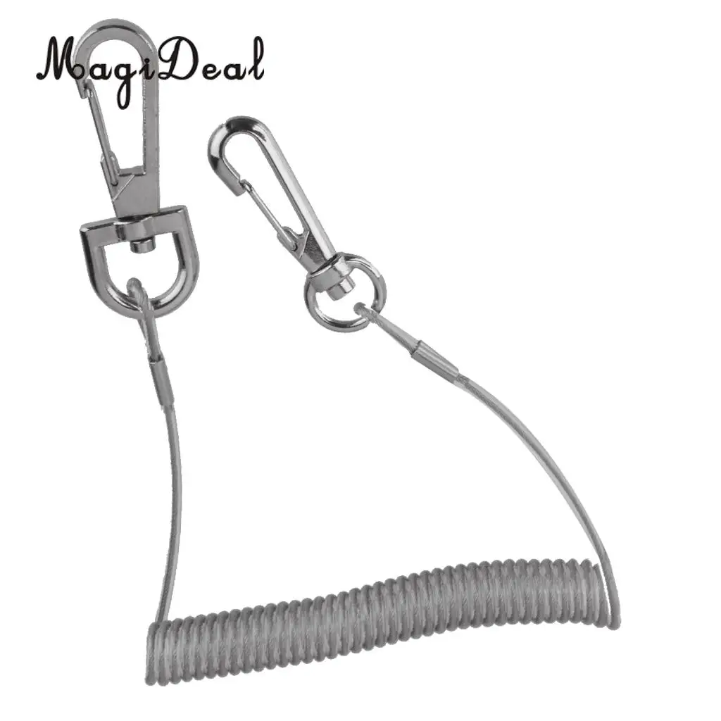 MagiDeal Lightweight Retractable Coiled Fishing Lanyard Steel Wire Pier Rope Tool for Rowing Boat Fishing Diving Water Sports