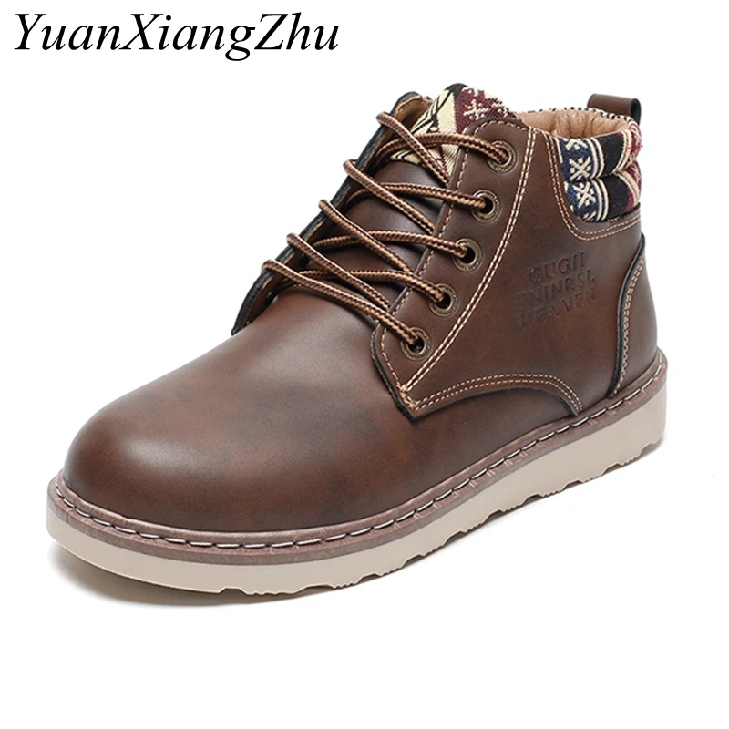 

New 2018 British Style High Quality Leather Autumn Men Boots Winter Round Toe Ankle Boots Martin Booties Working Boots Men Shoes