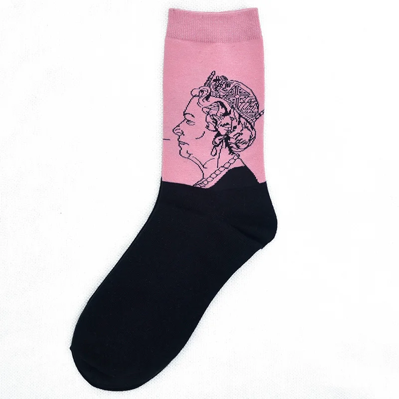 1 пара, забавные мужские длинные носки в стиле Харадзюку с изображением знаменитостей, в стиле «хип-хоп», в стиле Кенийский/Линкольн/Елизабет/Вашингтон/Уэлс - Цвет: Elizabeth