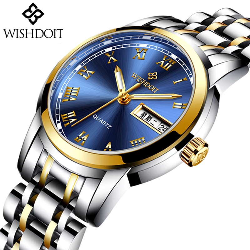 WISHDOIT Fashion Casual Quartz Watches Stainless Steel Women Watch Waterproof Clock Zegarek Damski Montre Femme Relogio Feminino