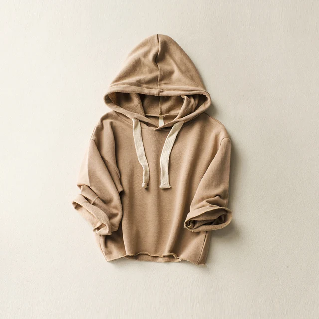 Tracksuit Hoody Tops Baby Boys and Girls Solid Color Sweatshirts Cotton Clothes for Kids Hooded T Shirt Loose Style Pullovers 2