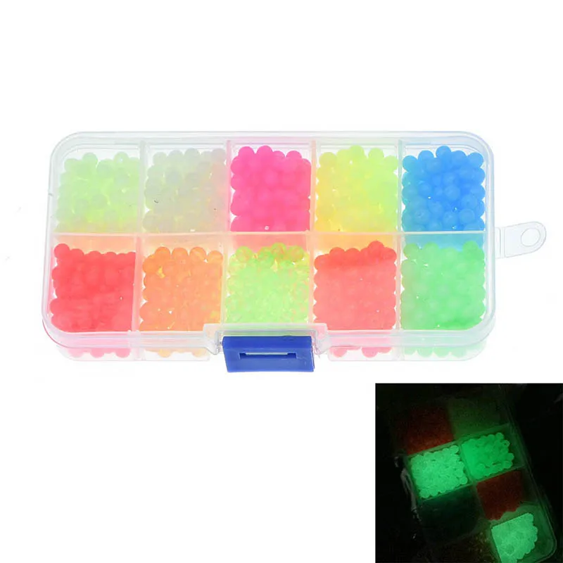

1000 Pcs Multi-color Lumo Glow Beans Sabiki Snapper Rig Premium Green Large Soft Rubber Oval Luminous Fishing Beads