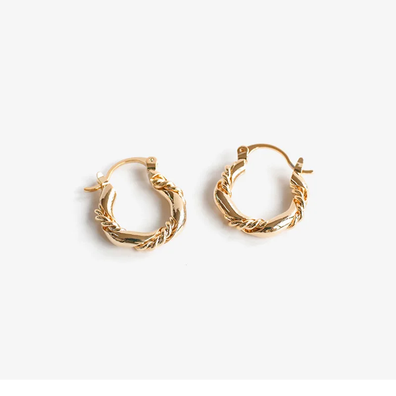 

WTLTC Chic Small Thick Twisted Hoop Earrings for Women Solid Statement Hoops Earrings Minimalist Circle Earrings Femme Jewelry