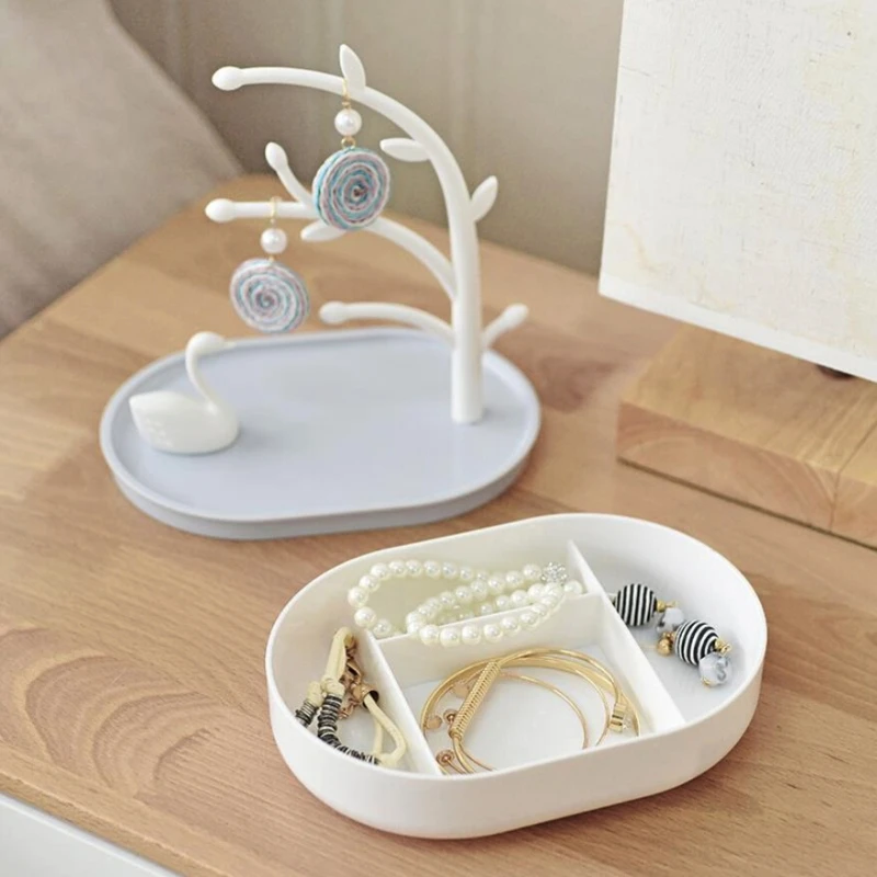 

2019 Swan Lake Jewelry Storage Box Jewelry Stand Double Layer Jewelry Storage Case For Earrings Necklace Bracelet