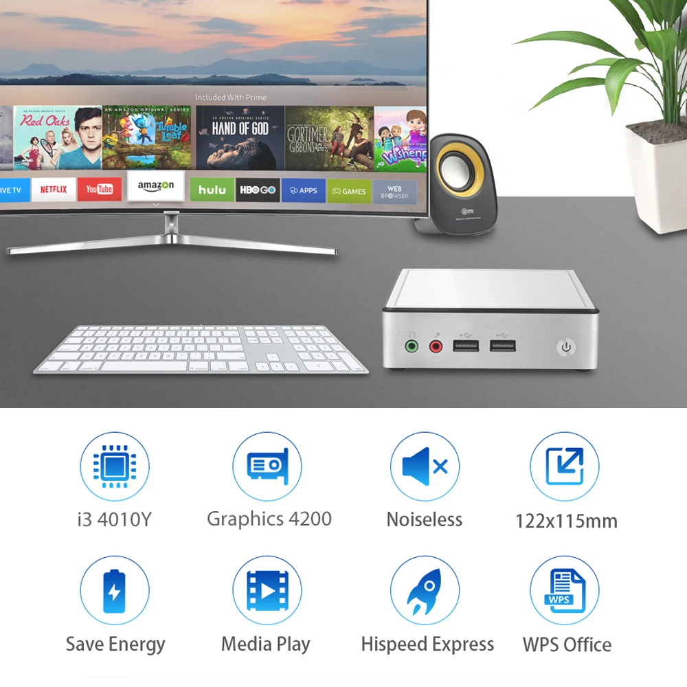 HLY ультратонкий мини-ПК Core i3 4010Y i5 4210Y Celeron 2955U HDMI Wifi tv BOX HTPC Office minipc Мини компьютер Windows PC