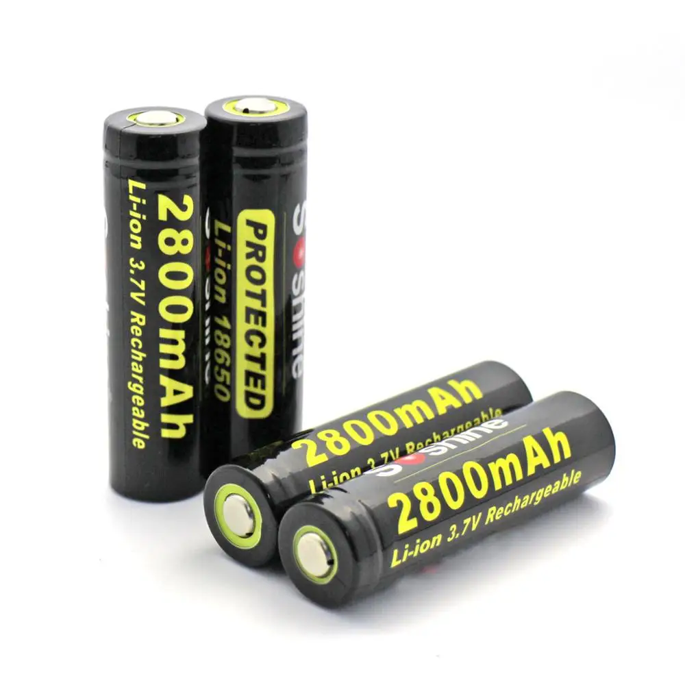 Soshine Rechargeable 18650 2800 Protected Li-ion Lithium PCB Battery x2