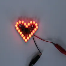 Red DIY Heart Shape Breathing Lamp Kit DC4V-6V DIY Electronic Production DIY Kits Heart Shaped Lamp Suite Electronic DIY Kit