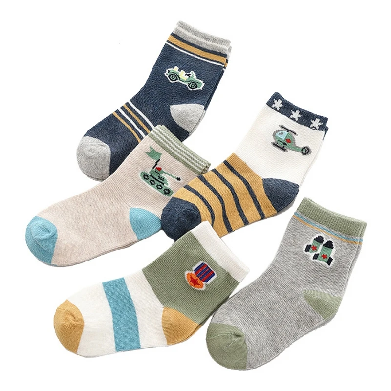 New Spring Autumn Children Socks Hot Cotton Stripe Boys Socks 3-15 Year Kids socks For Girls 5 Pairs / lot