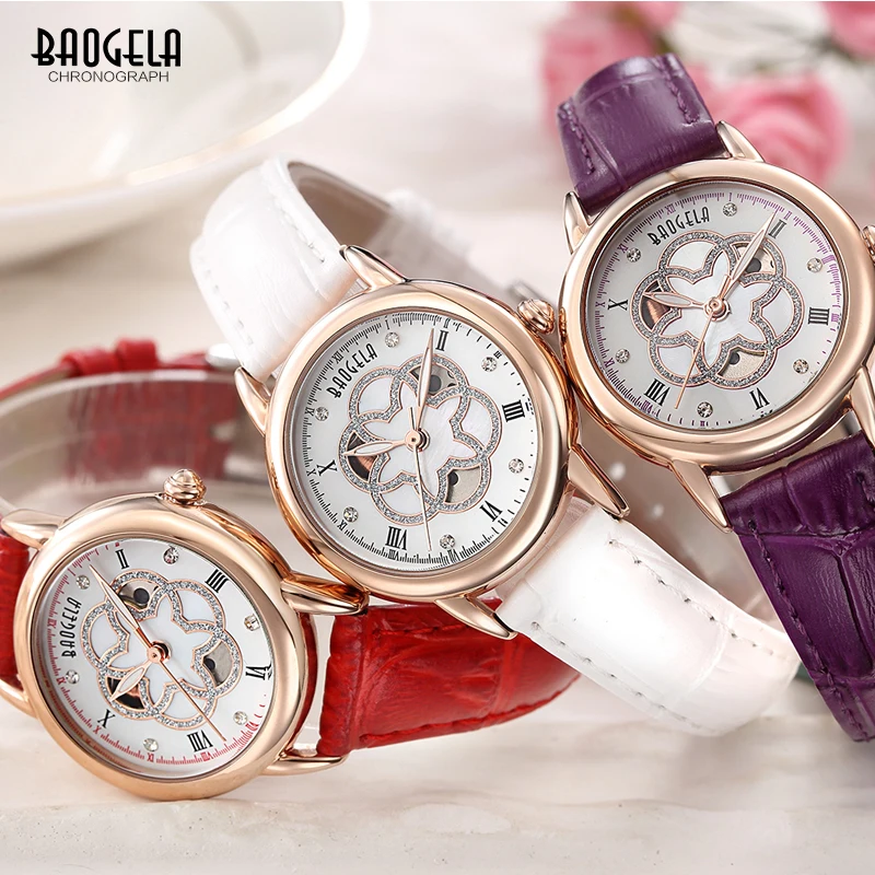 

Baogela Womens White Dial Luxury Elegant Diamond Quartz Wrist Watch Hollow Watch Ladies Wristwatch