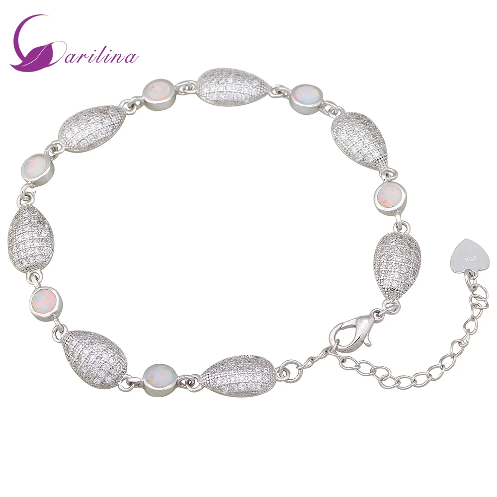 

New Hot Popular 925 Sterling Silver White Fire Opal bohemian Bracelets women accessories B171