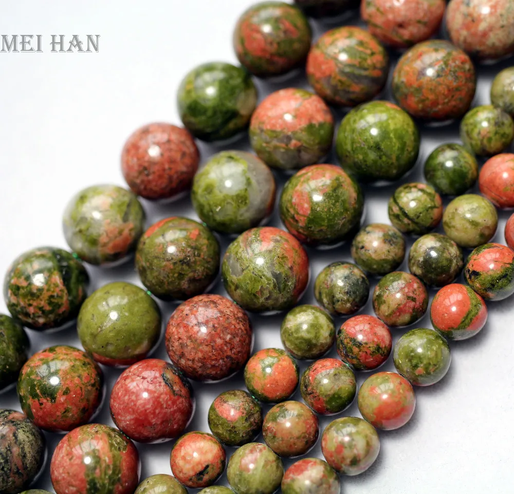 

Meihan Natural unakite smooth round loose beads 6-10mm for jewelry making design fashion gem stone diy bracelet woman necklace