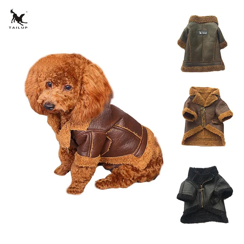 Winter Warm Pet Clothes Soft PU Leather Coat For Small Yorkie Dogs