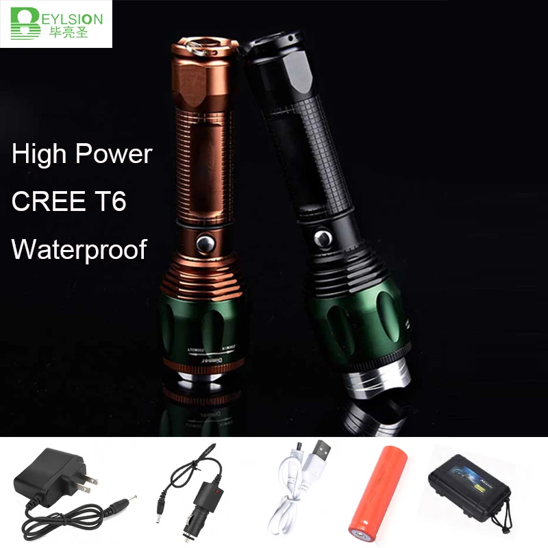 

1X 5W CREE T6 self defense flashlight Waterproof LED Flashlight Torch 3 Modes Aluminium Lantern Portable powerful led flashlight
