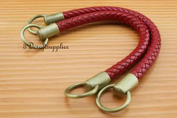 

Crochet PU bag strap leather handles purse handles a pair red 12 inch 30.5 cm K54