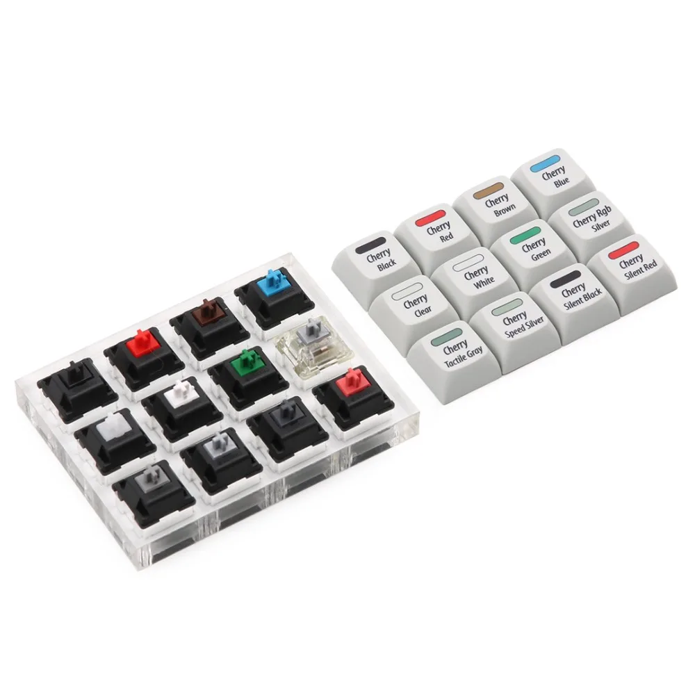 Cherry 12 переключатели тестер с XDA Dye-sub keycaps содержит Cherry mx/Silent red black/speed Silver/RGB Серебристые переключатели