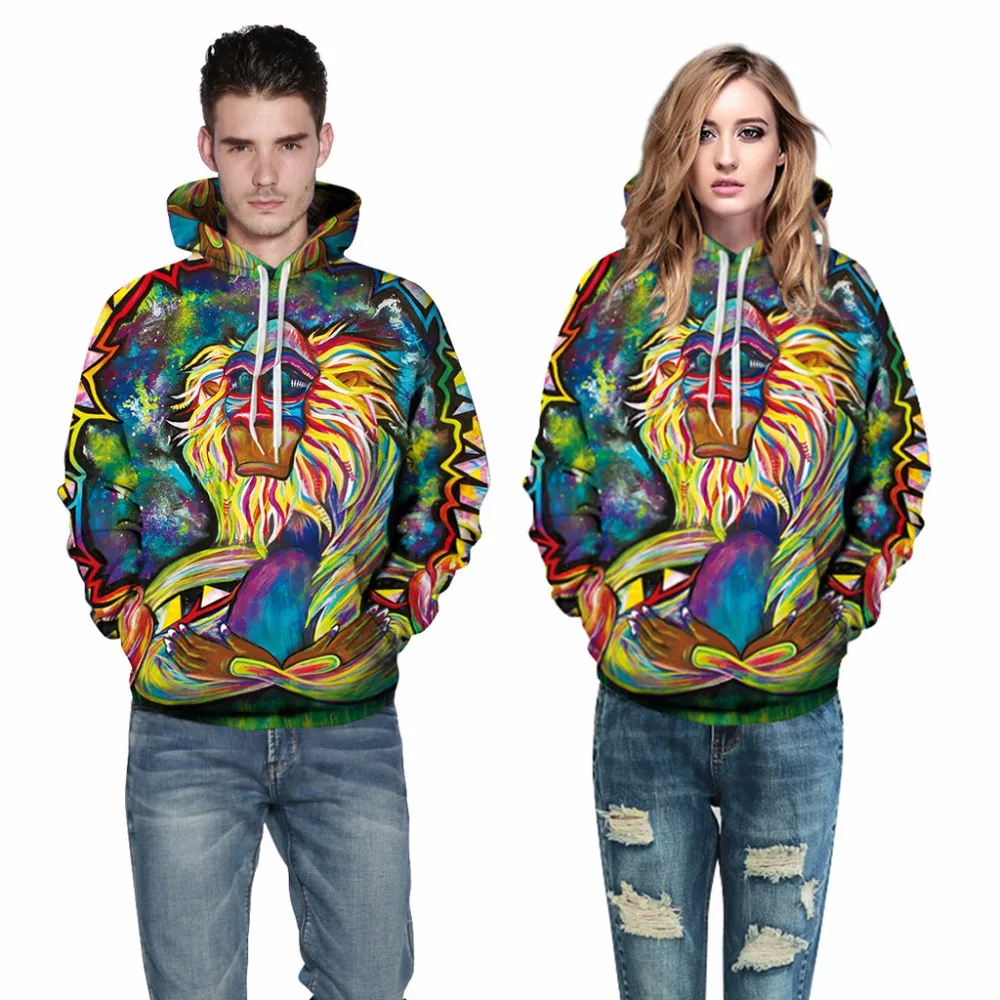 

Graffiti Rasta Monkey Elder Meditation Rafiki Hoodie Men women 3d Sweatshirts Wizard Clown Oil Orangutan Printing Hooded hoodies