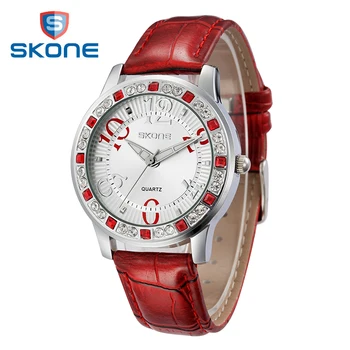 

SKONE Luxury Woman Fashion Designer Leather Quartz-watch Ladies Dress Watch Brand Women Watches for Girl relogio feminino