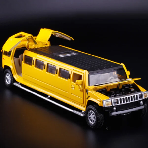 1:32 Limousine Hummer автомобили из литого металла модель игрушки тянуть назад мигающая Музыка Дети Игрушки транспортные средства - Цвет: Цвет: желтый