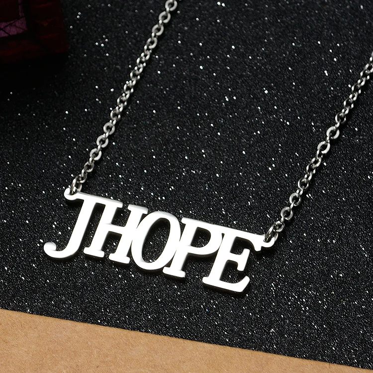 

Korean Fashion KPOP BTS Bangtan Boys J-HOPE Name Letter Stainless Steel Pendant Necklace Friend Gift Collection