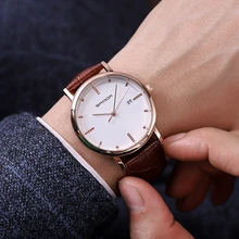 2018 Leather Bussiness Men's Watches Top Brand Luxury Fashion Quartz Watches Men Complete Calendar Wrist Watch erkek kol saati