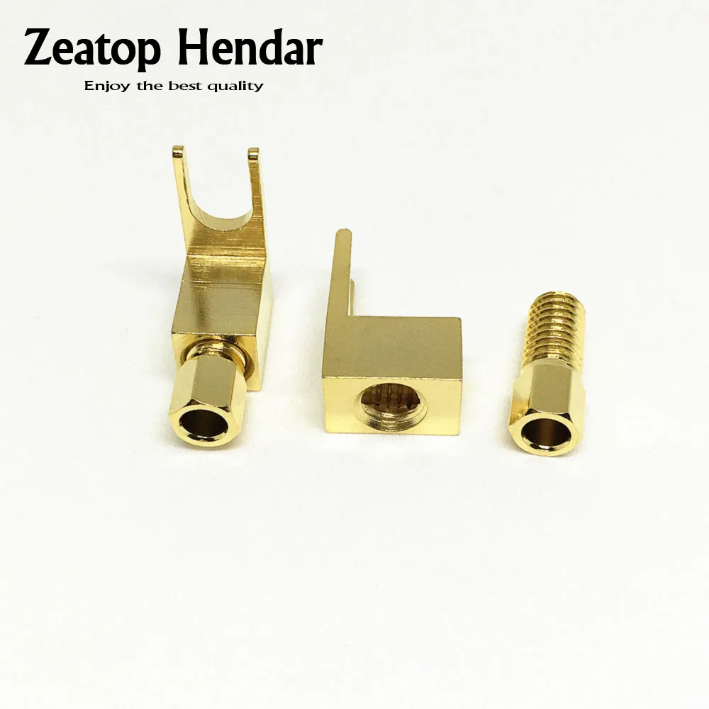 

10Pcs Brass Right Angle Gold Terminal Spade Fork For 4MM Banana plug Mcintosh Amp Eico tube Adapter