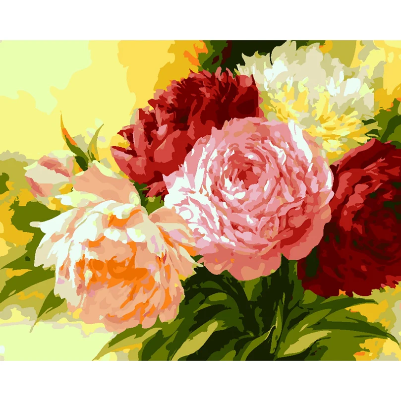 

40*50cm diy frame Hand painted canvas painting home decor rich peony painting by numbers flower picture on the wall RS138